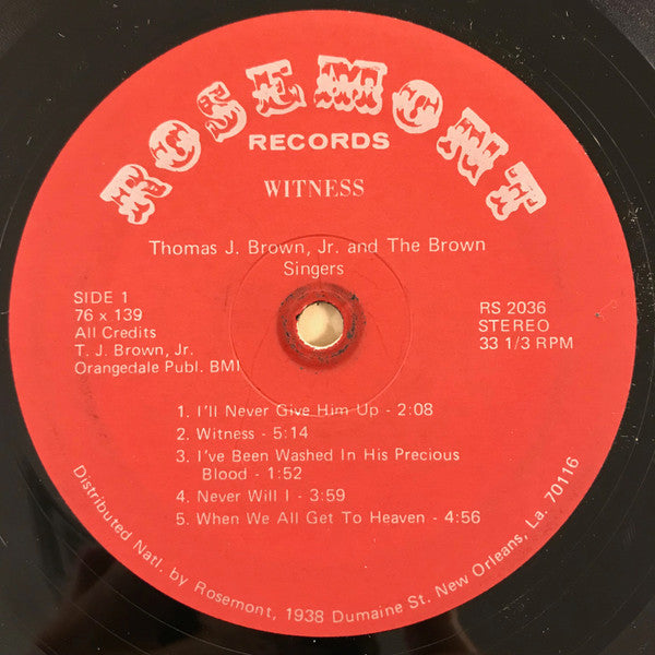 Thomas J. Brown Jr. : Witness (LP, Album)