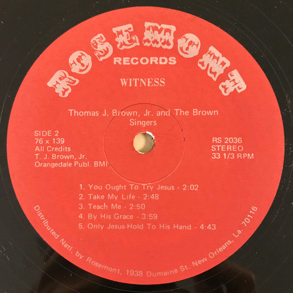 Thomas J. Brown Jr. : Witness (LP, Album)