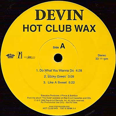 Devin* : Hot Club Wax (12", Promo, Smplr)