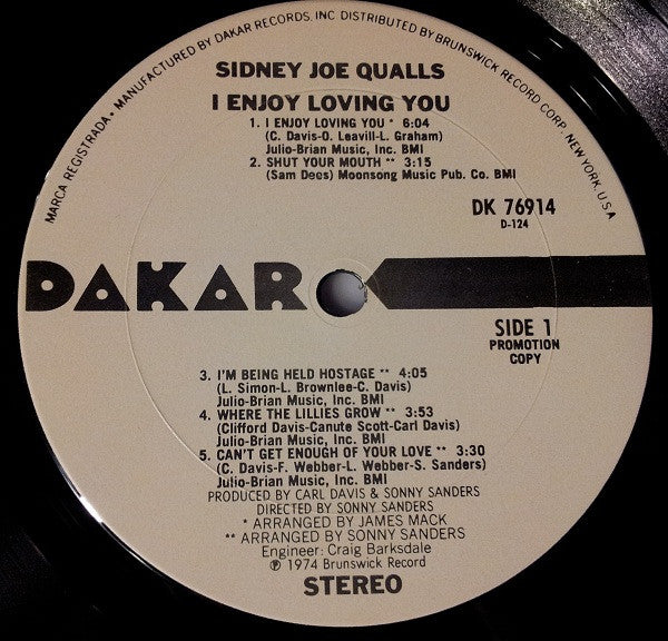 Sidney Joe Qualls : I Enjoy Loving You (LP, Album, Promo)