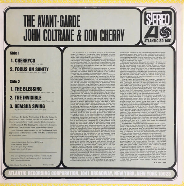 John Coltrane & Don Cherry : The Avant-Garde (LP, Album, Pre)