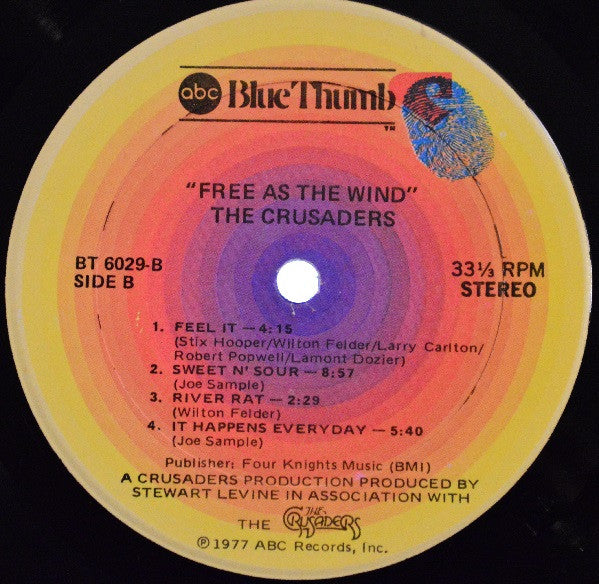 The Crusaders : Free As The Wind (LP, Album, Kee)