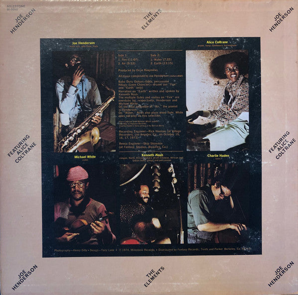 Joe Henderson Featuring Alice Coltrane : The Elements (LP, Album)
