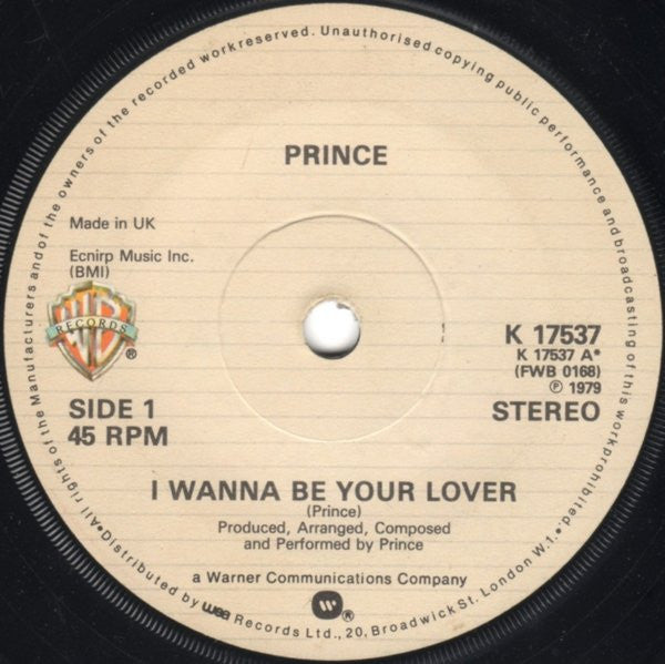 Prince : I Wanna Be Your Lover (7", Single)