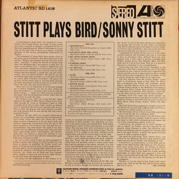 Sonny Stitt : Stitt Plays Bird (LP, Album, RE)