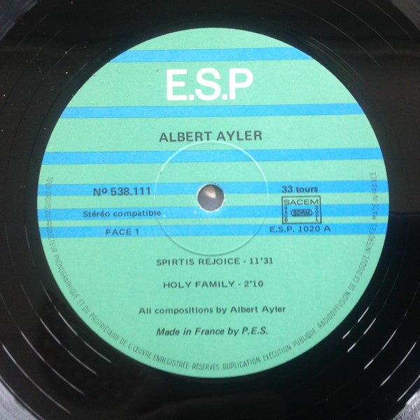Albert Ayler : Spirits Rejoice (LP, Album, RE)