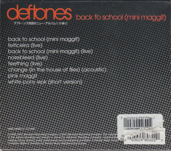 Deftones : Back To School (Mini Maggit) (CD, EP, Maxi, Enh, Sli)