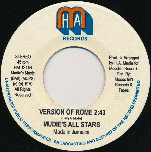 Lloyd Jones (2) & Mudies All Stars : Rome (7", RE)