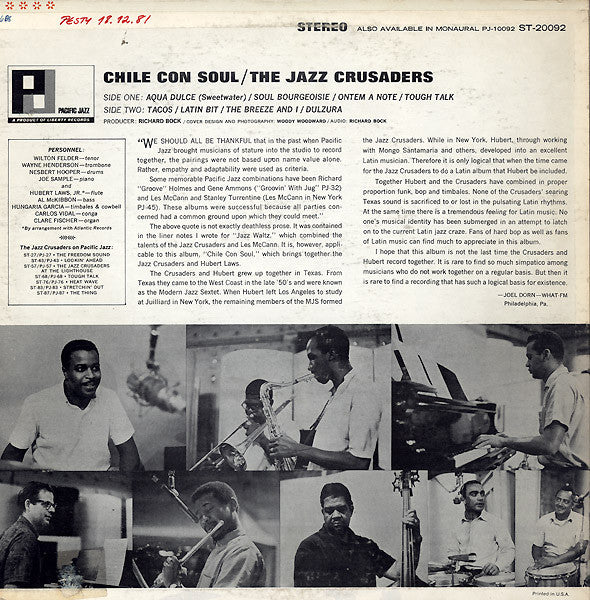 The Jazz Crusaders* : Chile Con Soul (LP, Album)