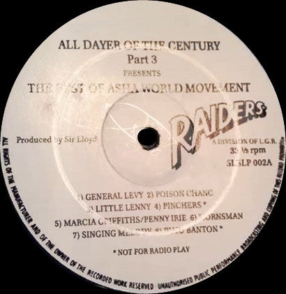 Various : All Dayer Of The Century Part 3 Live At The Ritzy Presents The Best Of Asha World Movement (LP)