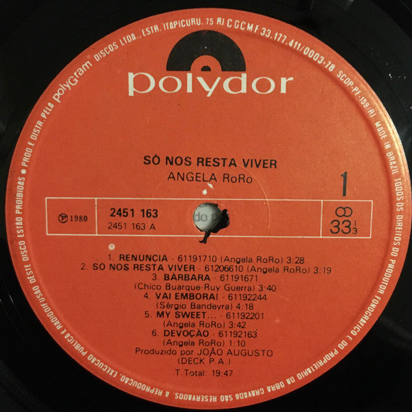 Angela Ro Ro : Só Nos Resta Viver (LP, Album)