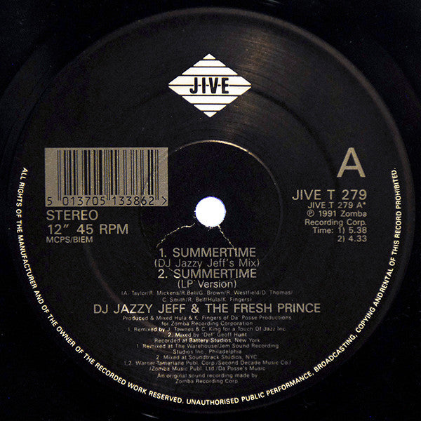 DJ Jazzy Jeff & The Fresh Prince : Summertime (12", Single)