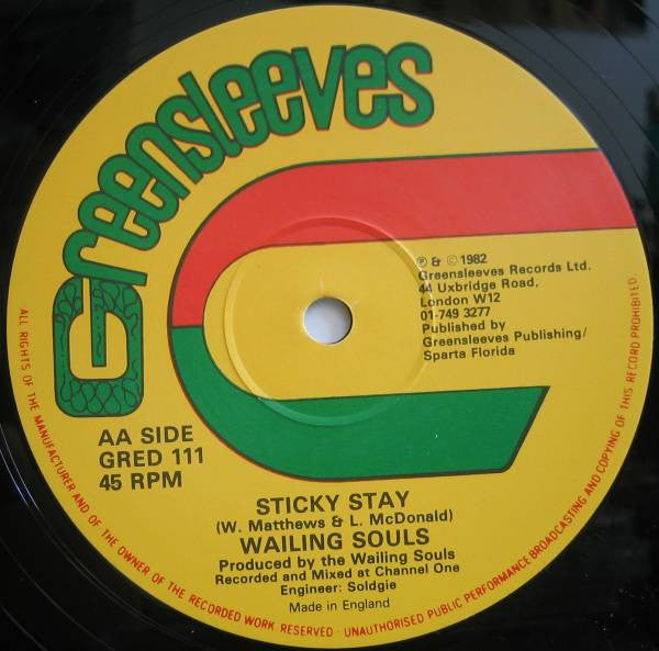 Wailing Souls : They Don't Know Jah / Sticky Stay (12")