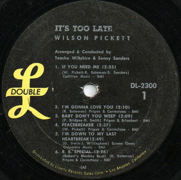 Wilson Pickett : It's Too Late (LP, Album, Mono)