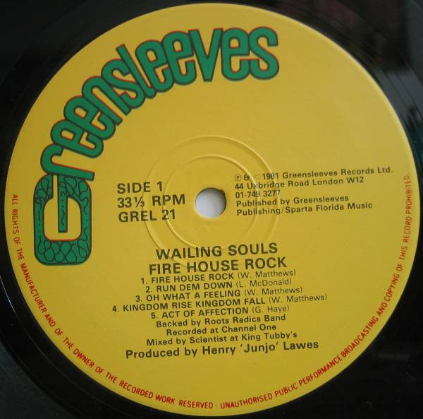 Wailing Souls : Fire House Rock (LP, Album)