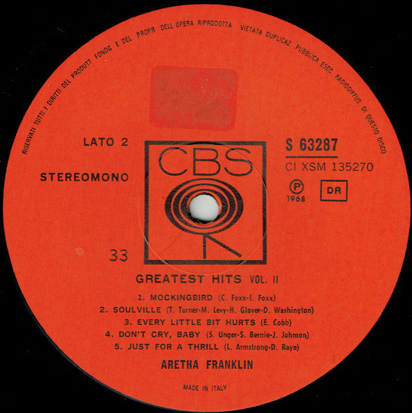 Aretha Franklin : Greatest Hits Volume II (LP, Comp, 180)
