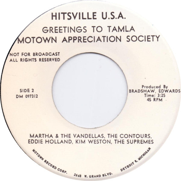 Various : Greetings To Tamla Motown Appreciation Society (7", Comp, Lim)