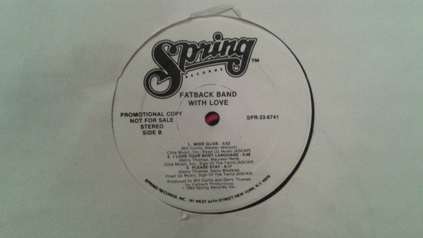 The Fatback Band : With Love (LP, Album, Promo, Hau)