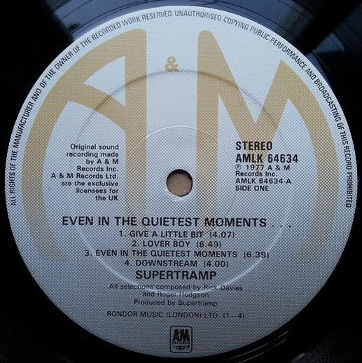 Supertramp : Even In The Quietest Moments... (LP, Album)