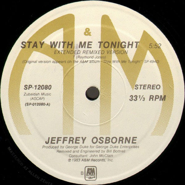 Jeffrey Osborne : Stay With Me Tonight (12")