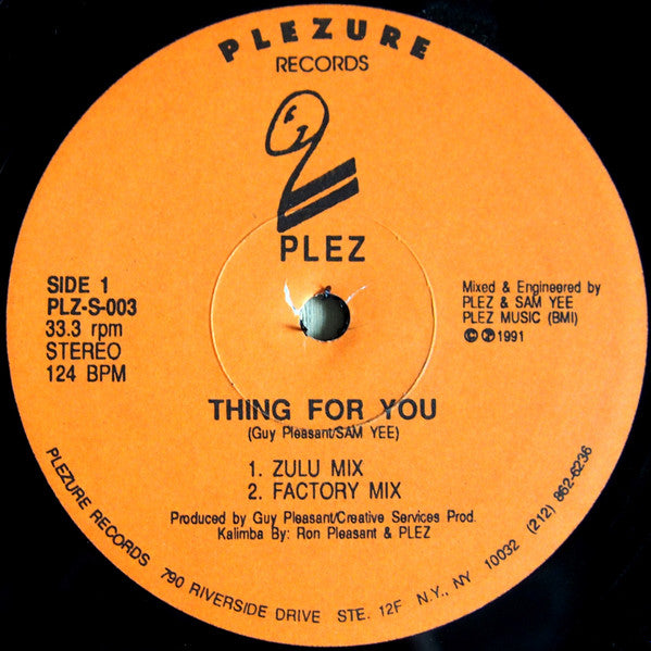 Plez : Thing For You / Missing Lover (12")