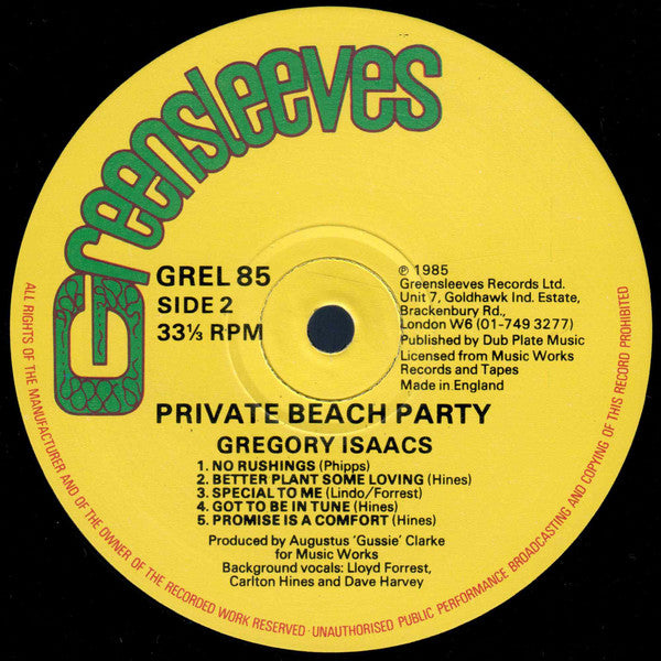 Gregory Isaacs : Private Beach Party (LP, Album)
