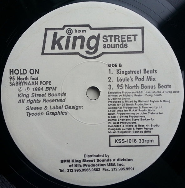 95 North Featuring Sabrynaah Pope : Hold On (Remixes) (2x12")