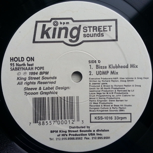 95 North Featuring Sabrynaah Pope : Hold On (Remixes) (2x12")