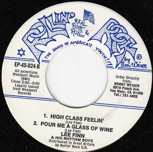 Lee Finn And His Rhythm Men : Cat All Night (7", EP)