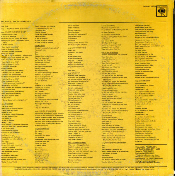 Simon & Garfunkel : Bookends (LP, Album, RE)