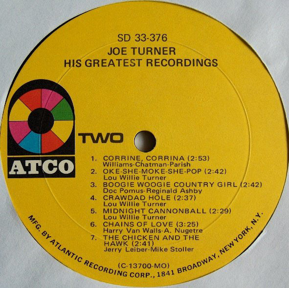 Joe Turner* : His Greatest Recordings (LP, Comp, Mono, Mon)