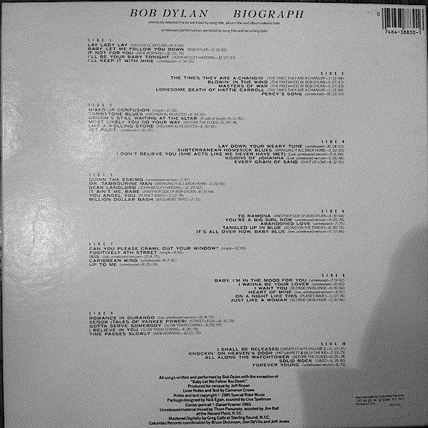 Bob Dylan : Biograph (5xLP, Comp + Box)