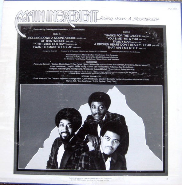 The Main Ingredient : Rolling Down A Mountainside (LP, Album, Hol)