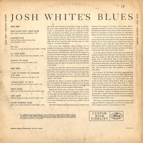 Josh White : Josh White's Blues (LP)