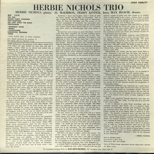 Herbie Nichols Trio : Herbie Nichols Trio (LP, Album, Mono, RE)