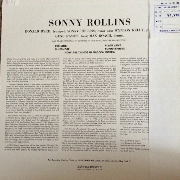 Sonny Rollins : Sonny Rollins (LP, Album, Mono)