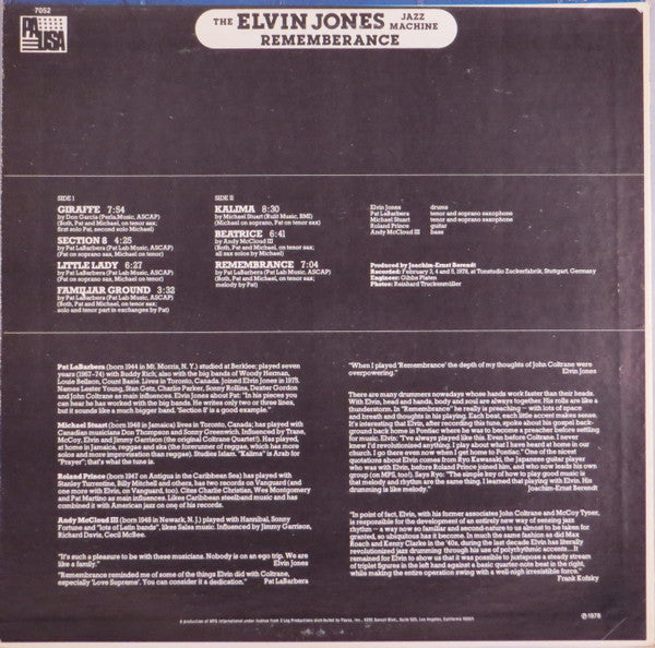 The Elvin Jones Jazz Machine : Remembrance (LP, Album)