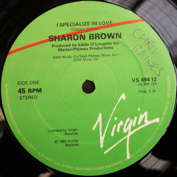 Sharon Brown : I Specialize In Love (12", Single)