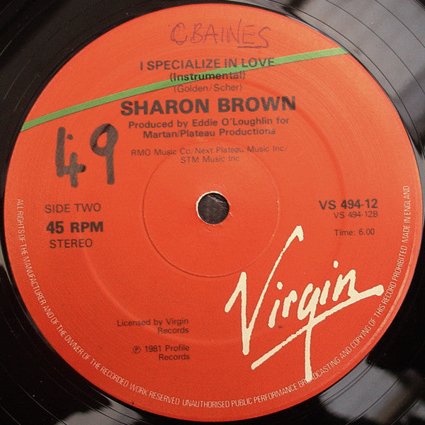 Sharon Brown : I Specialize In Love (12", Single)