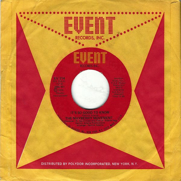 The Mayberry Movement : It's So Good To Know (7", Styrene)