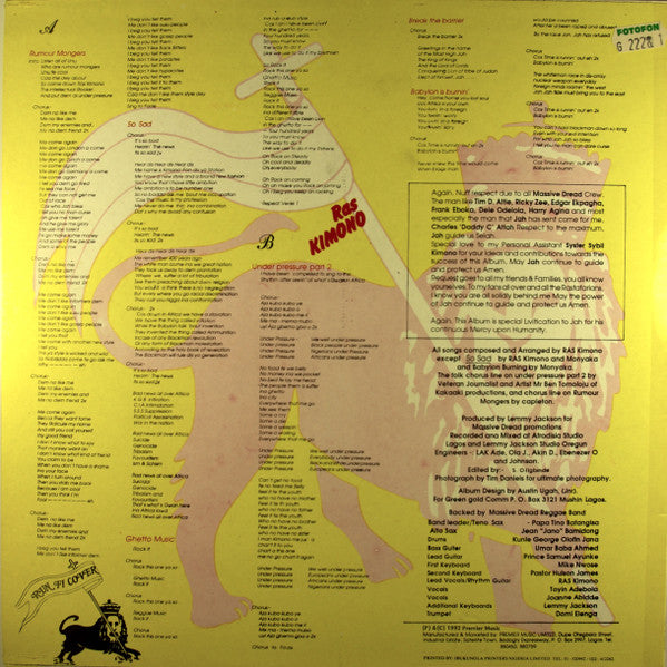 Ras Kimono : Run Fi Cover (LP, Album)