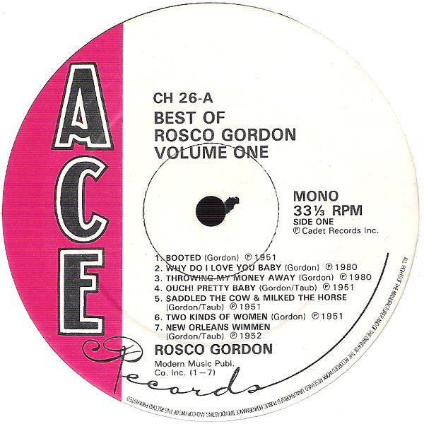 Rosco Gordon : The Best Of Rosco Gordon Volume One (LP, Comp, Mono)