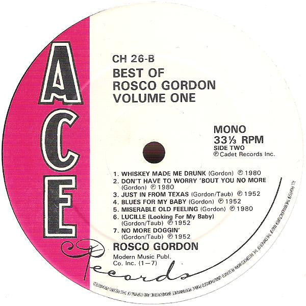 Rosco Gordon : The Best Of Rosco Gordon Volume One (LP, Comp, Mono)