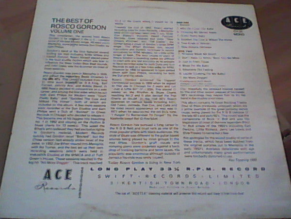 Rosco Gordon : The Best Of Rosco Gordon Volume One (LP, Comp, Mono)