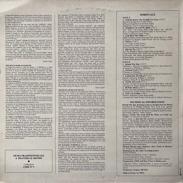 The Boys Choir Of Harlem : Fêtes Traditionnelles Américaines (LP)