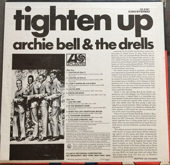 Archie Bell & The Drells : Tighten Up (LP, Album, Ind)