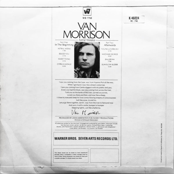 Van Morrison : Astral Weeks (LP, Album, RE)
