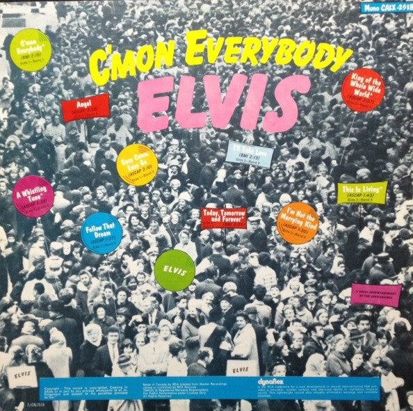 Elvis Presley : C'mon Everybody (LP, Album, Comp, Mono, RE)