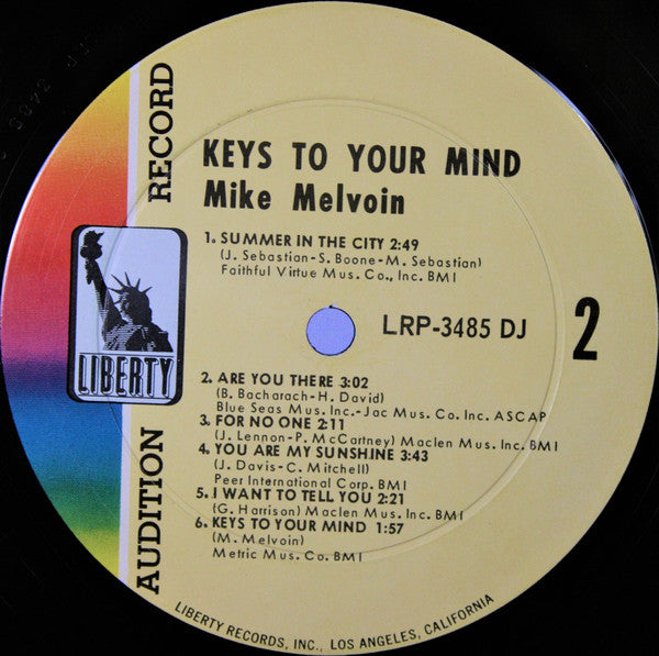 Mike Melvoin : Keys To Your Mind (LP, Album, Mono, Promo)