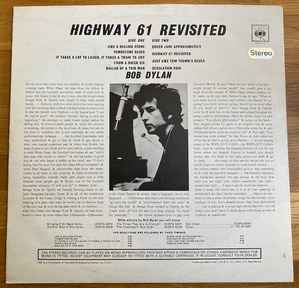 Bob Dylan : Highway 61 Revisited (LP, Album, RE)